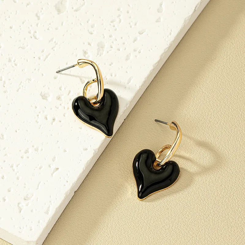 1 Pair Retro Exaggerated Heart Shape Plating Alloy Drop Earrings