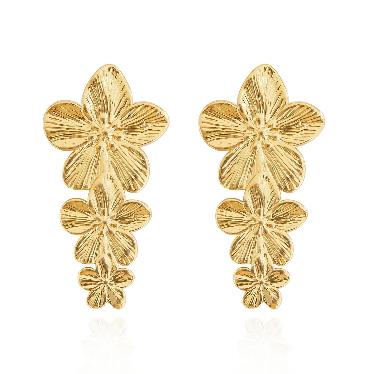 1 Pair Retro Exaggerated Leaf Flower 201 Stainless Steel Ear Studs