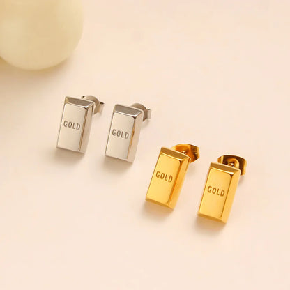 1 Pair Retro Exaggerated Rectangle 304 Stainless Steel 316 Stainless Steel  18K Gold Plated Ear Studs