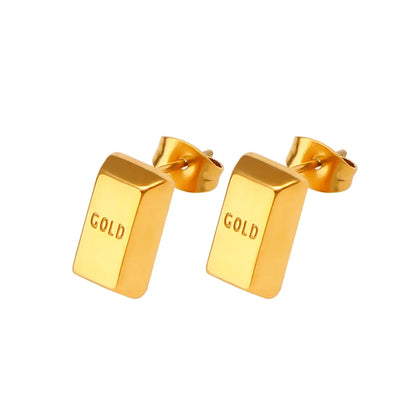 1 Pair Retro Exaggerated Rectangle 304 Stainless Steel 316 Stainless Steel  18K Gold Plated Ear Studs