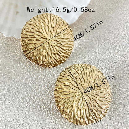 1 Pair Retro Exaggerated Round Plating Stainless Steel Gold Plated Ear Studs