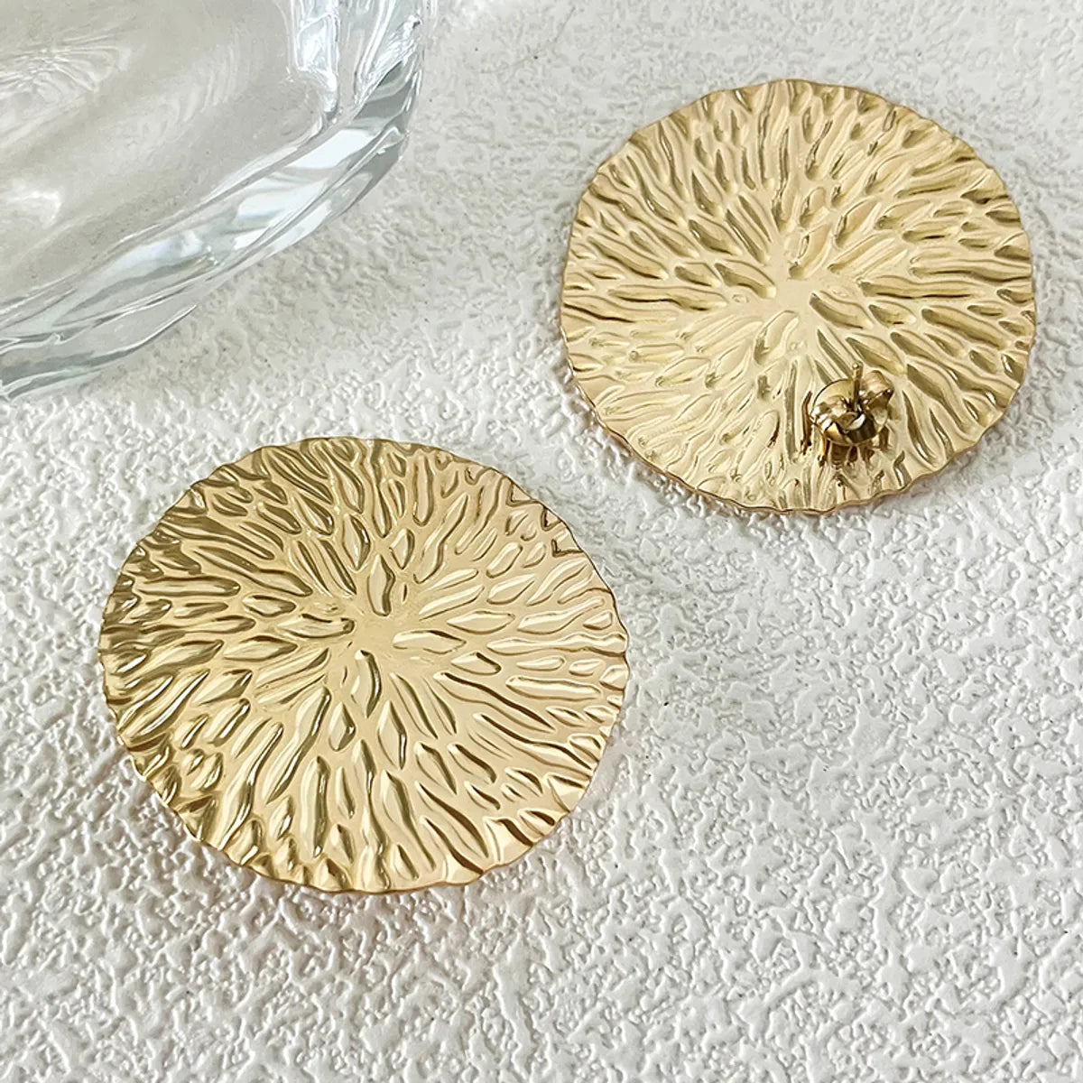 1 Pair Retro Exaggerated Round Plating Stainless Steel Gold Plated Ear Studs