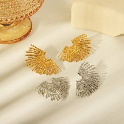 1 Pair Retro Exaggerated Sun Solid Color Plating 304 Stainless Steel 18K Gold Plated Ear Studs