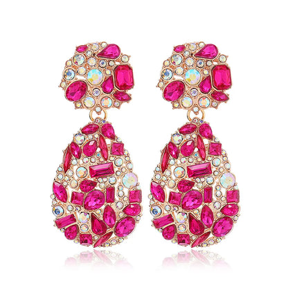 1 Pair Retro Exaggerated Water Droplets Plating Inlay Alloy Rhinestones Ear Clips