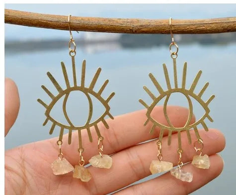 1 Pair Retro Eye Plating Crystal Glass Drop Earrings