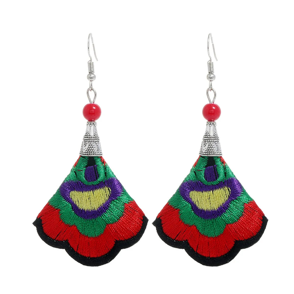 1 Pair Retro Floral Embroidery Alloy Drop Earrings