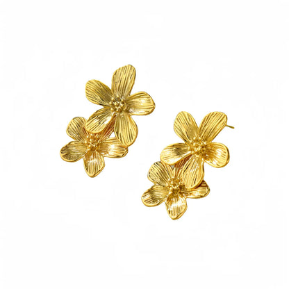 1 Pair Retro Flower 304 Stainless Steel Ear Studs