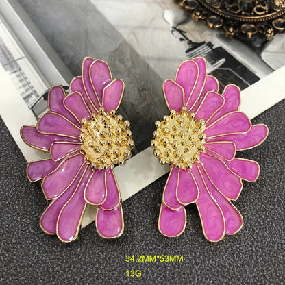 1 Pair Retro Flower Alloy Enamel Women'S Drop Earrings