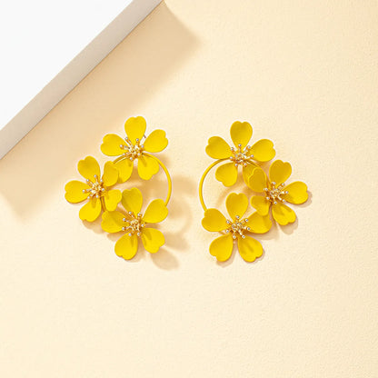 1 Pair Retro Flower Alloy Plating Women'S Earrings