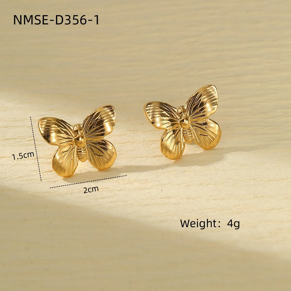 1 Pair Retro Flower Butterfly Plating 304 Stainless Steel Ear Studs