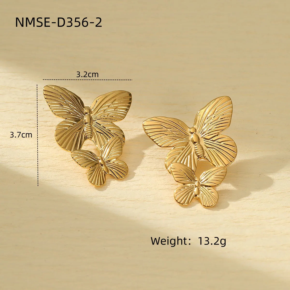 1 Pair Retro Flower Butterfly Plating 304 Stainless Steel Ear Studs