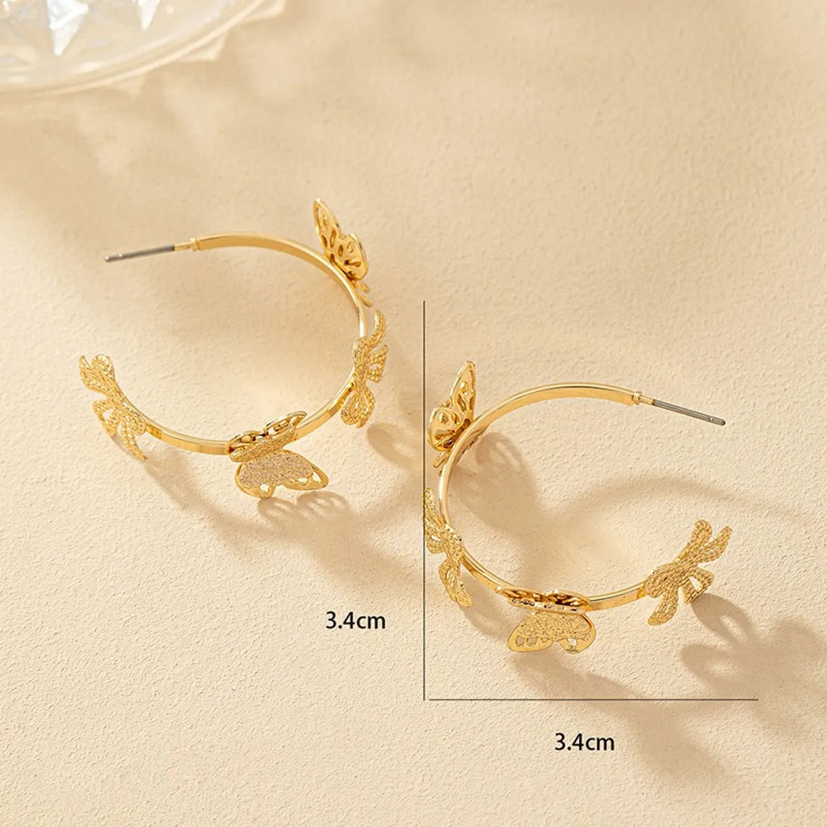 1 Pair Retro Flower Butterfly Plating Alloy Gold Plated Ear Studs