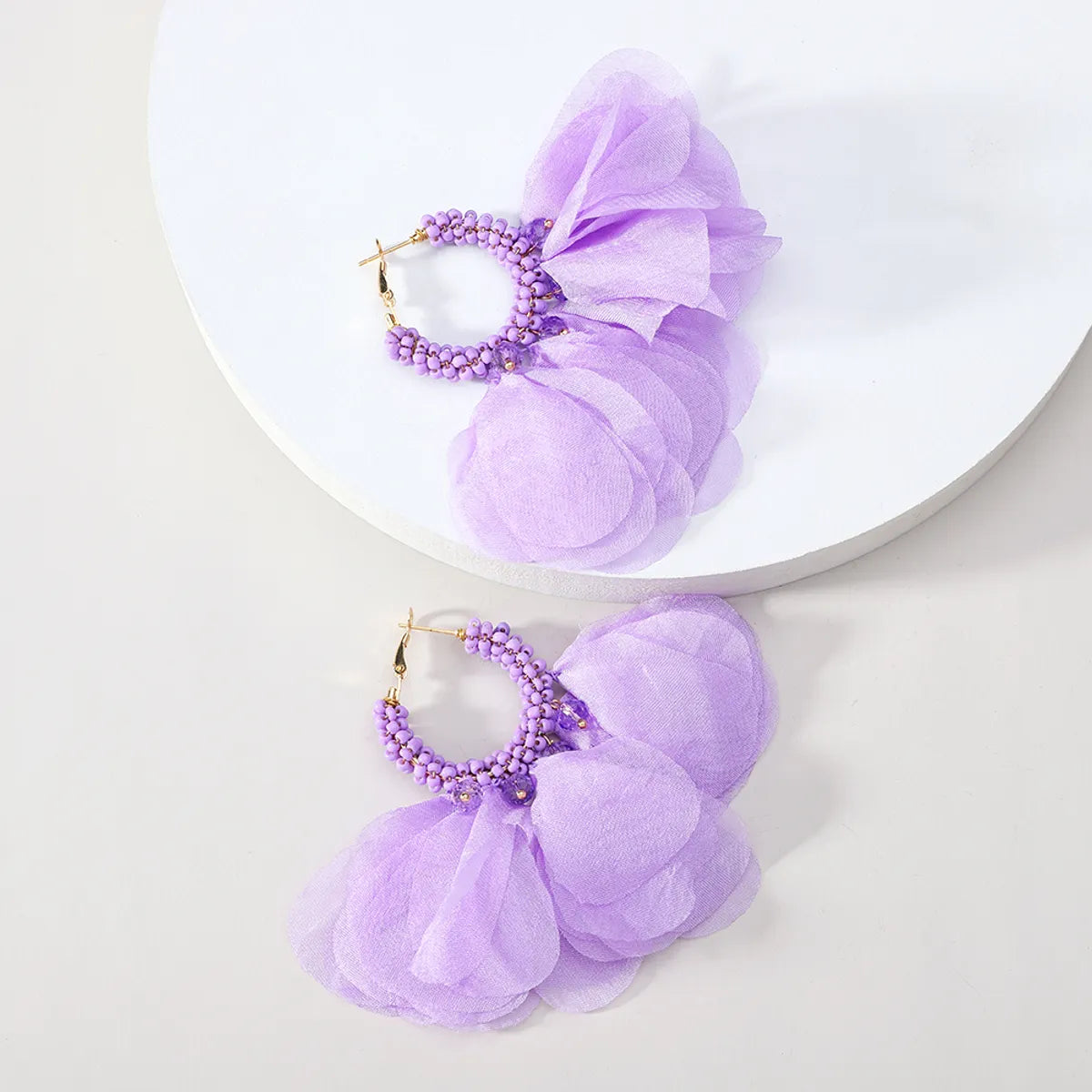 1 Pair Retro Flower Cloth Beaded Women'S Earrings