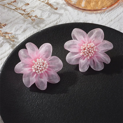 1 Pair Retro Flower Cloth Ear Studs