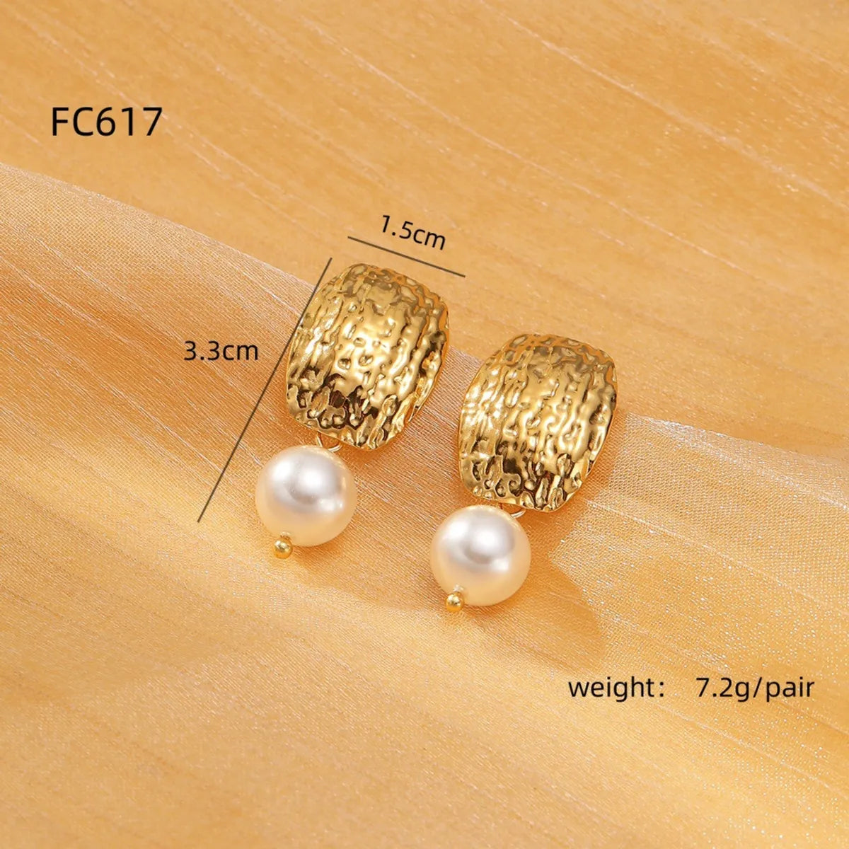 1 Pair Retro Flower Inlay 304 Stainless Steel Pearl Ear Studs