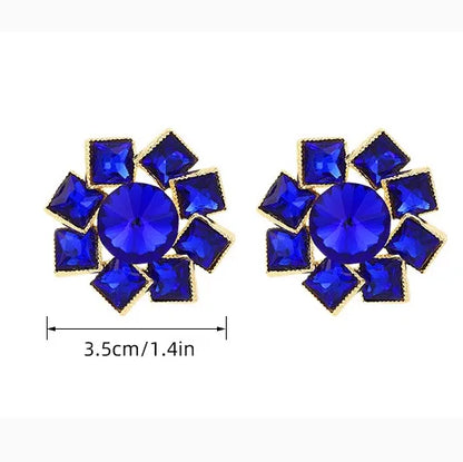 1 Pair Retro Flower Inlay Alloy Rhinestone Ear Studs