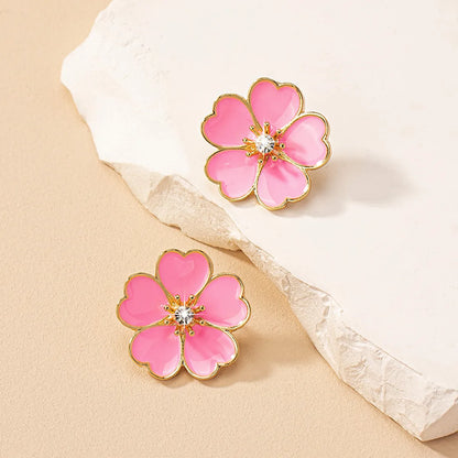 1 Pair Retro Flower Inlay Alloy Rhinestones Ear Studs