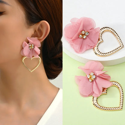 1 Pair Retro Flower Metal Plating Women's Drop Earrings