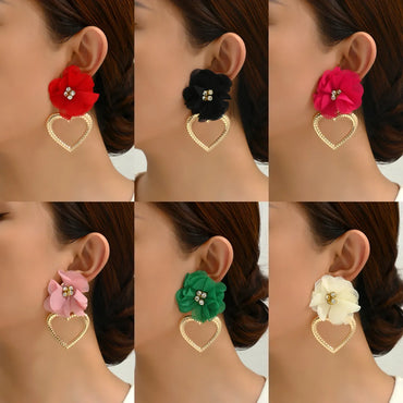 1 Pair Retro Flower Metal Plating Women's Drop Earrings