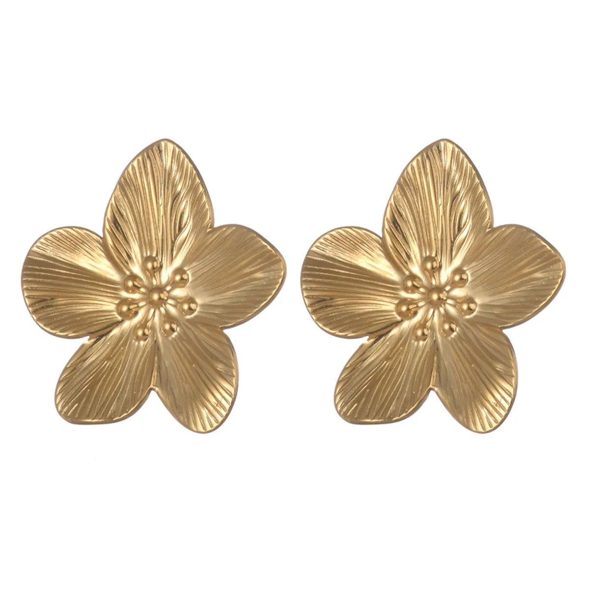 1 Pair Retro Flower Plating 304 Stainless Steel Ear Studs