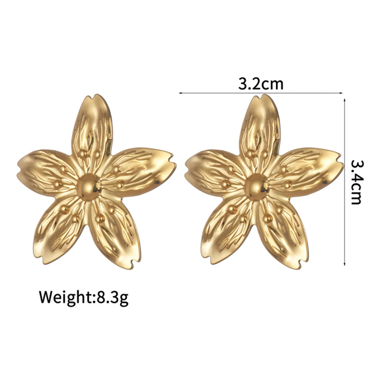 1 Pair Retro Flower Plating 304 Stainless Steel Ear Studs