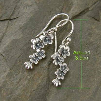 1 Pair Retro Flower Plating Alloy Drop Earrings