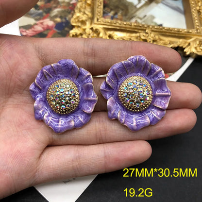 1 Pair Retro Flower Plating Alloy Ear Studs