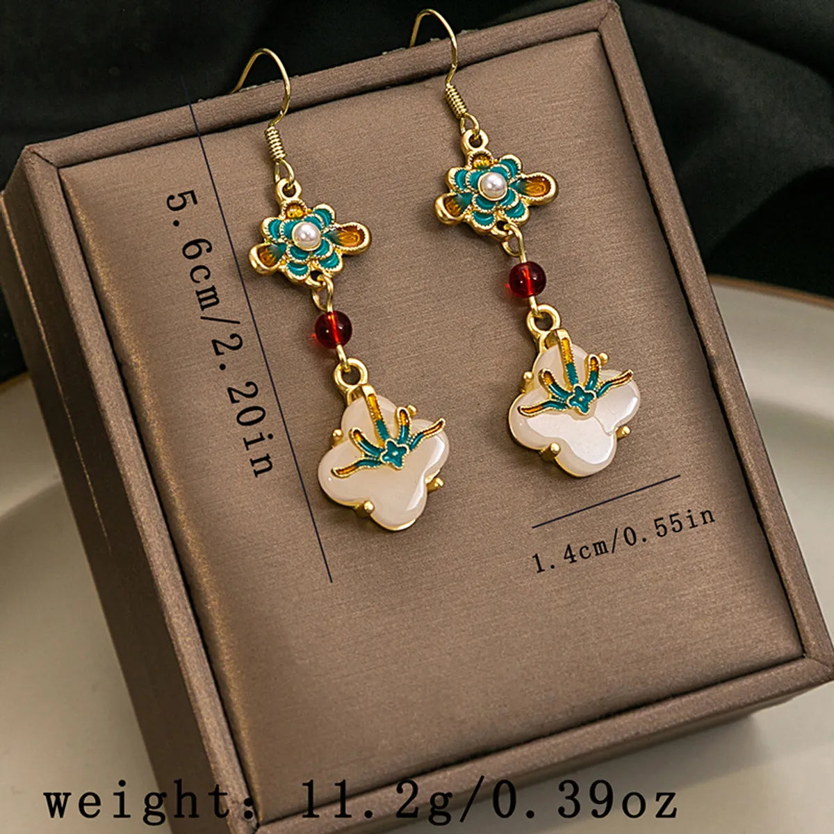 1 Pair Retro Flower Plating Inlay Alloy Artificial Gemstones Zircon Drop Earrings