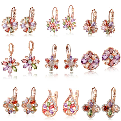 1 Pair Retro Flower Plating Inlay Copper Zircon Earrings