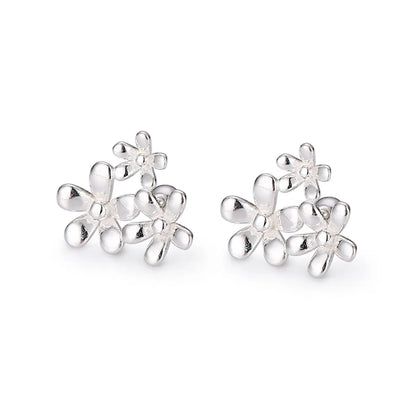 1 Pair Retro Flower Plating Sterling Silver Ear Studs