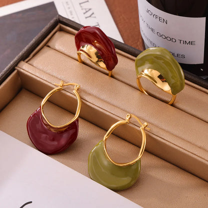 1 Pair Retro French Style Bag Enamel Plating 304 Stainless Steel 18K Gold Plated Drop Earrings