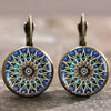 1 Pair Retro French Style Bohemian Geometric Inlay Alloy Glass Earrings