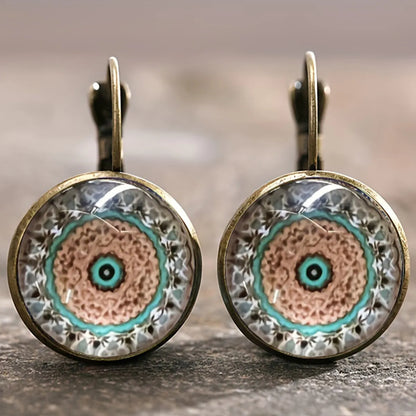 1 Pair Retro French Style Bohemian Geometric Inlay Alloy Glass Earrings