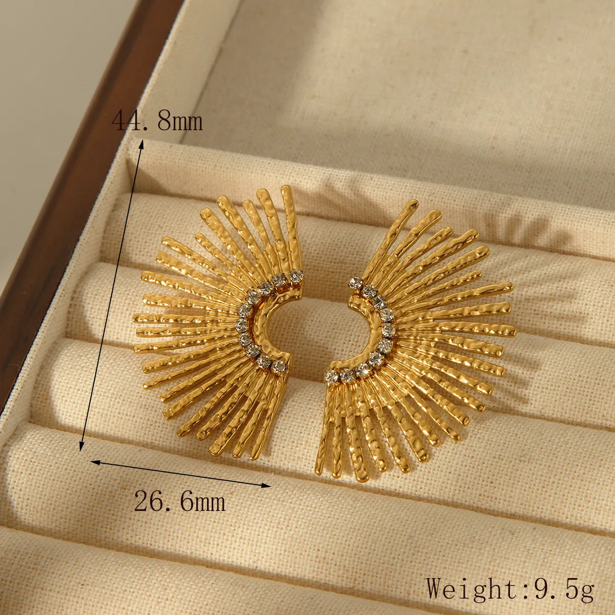 1 Pair Retro French Style Classic Style Sun Inlay 304 Stainless Steel Zircon 18K Gold Plated Ear Studs