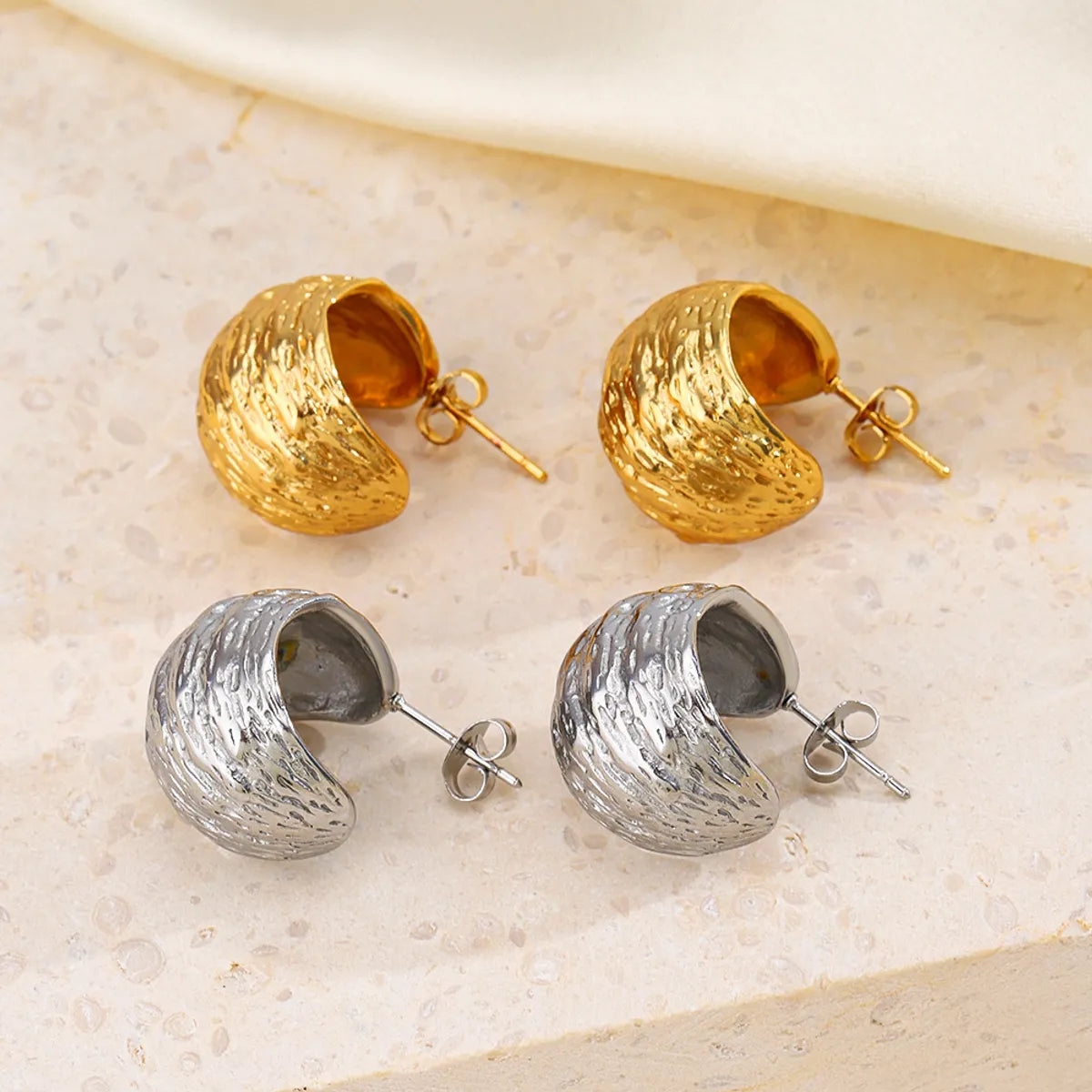 1 Pair Retro French Style Geometric Plating Stainless Steel Ear Studs