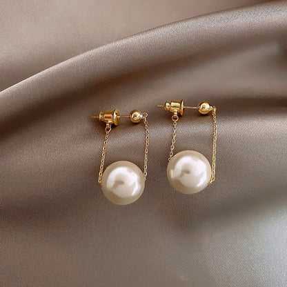 1 Pair Retro French Style IG Style Geometric Inlay Alloy Titanium Steel Artificial Pearls Zircon Drop Earrings Earrings Ear Studs