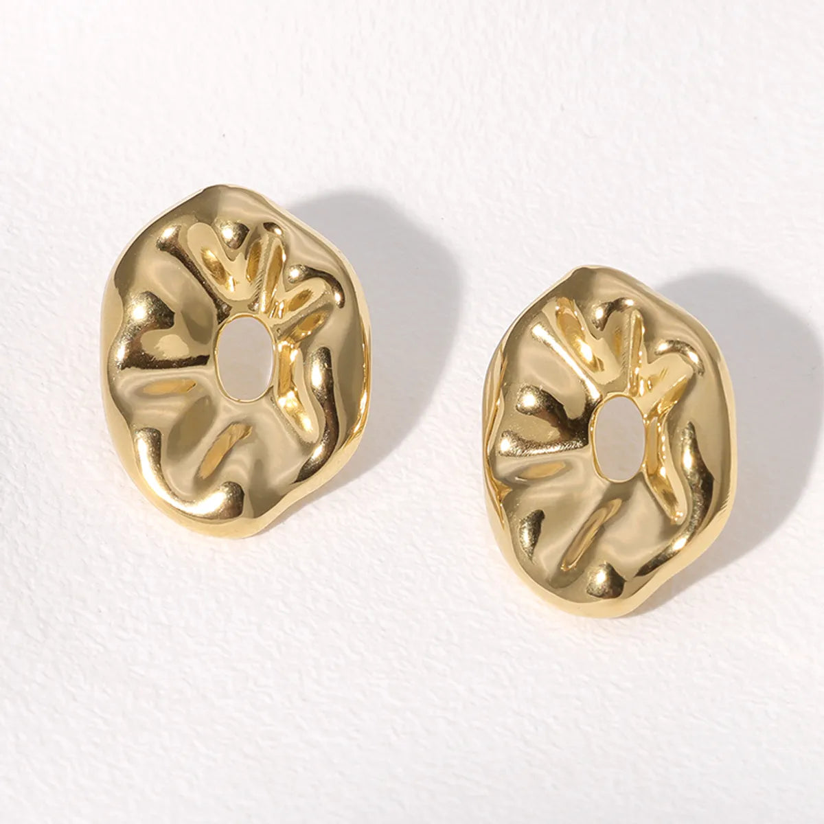 1 Pair Retro French Style Simple Style Irregular Hollow Out Stainless Steel 18K Gold Plated Ear Studs