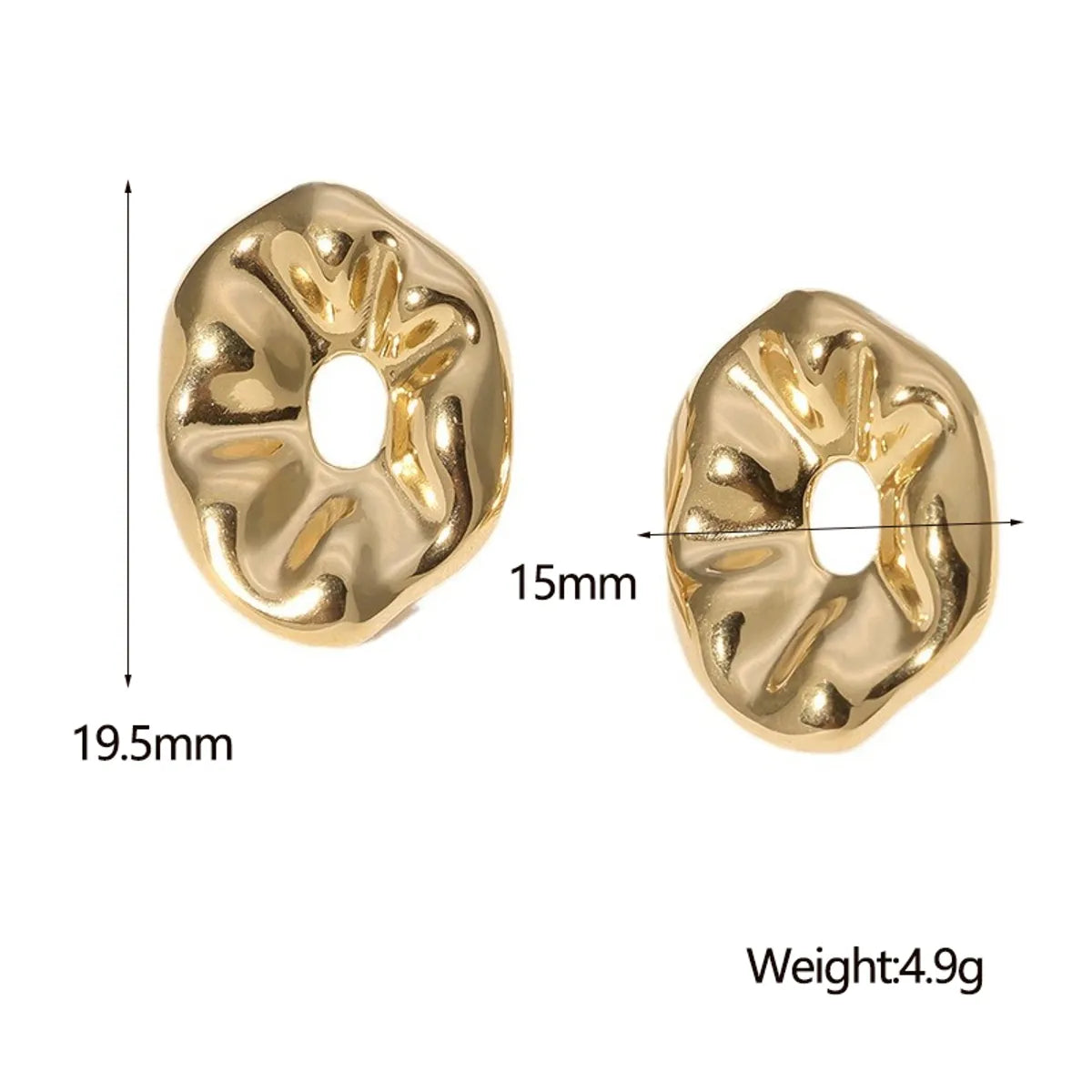 1 Pair Retro French Style Simple Style Irregular Hollow Out Stainless Steel 18K Gold Plated Ear Studs