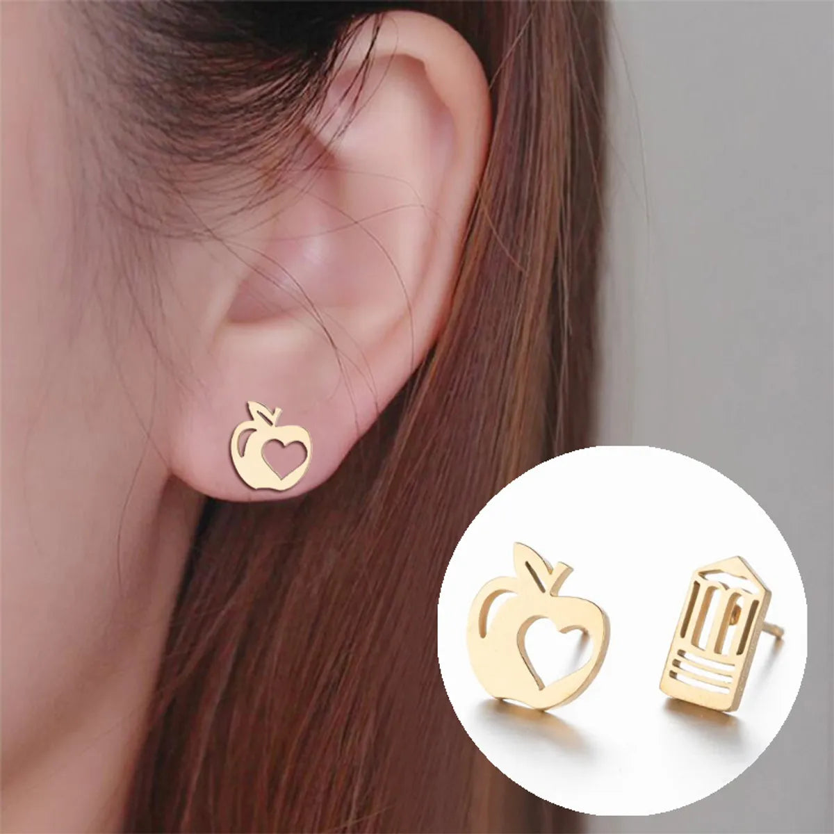 1 Pair Retro Fruit Stainless Steel Ear Studs