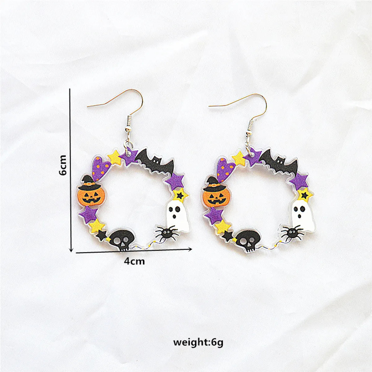 1 Pair Retro Funny Halloween Pattern Arylic Alloy Drop Earrings