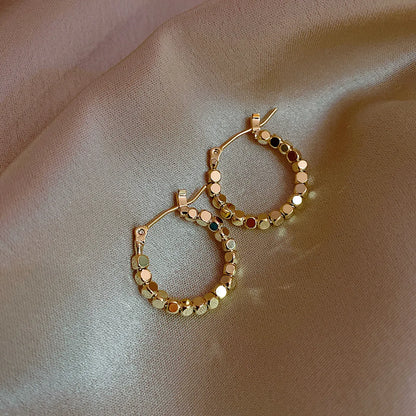 1 Pair Retro Geometric Plating Alloy Hoop Earrings