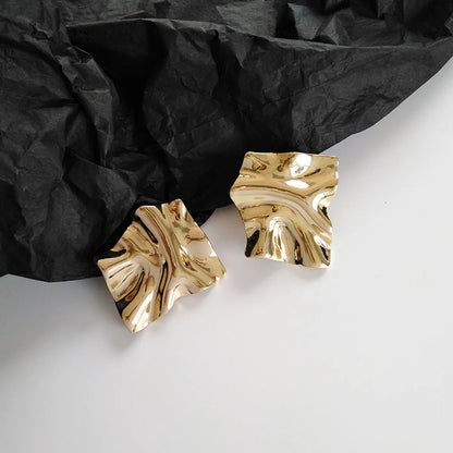 1 Pair Retro Geometric Alloy Pleated Women'S Ear Studs