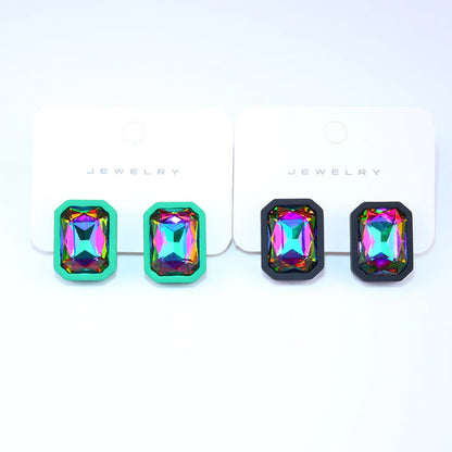 1 Pair Retro Geometric Arylic Inlay Glass Women's Ear Studs