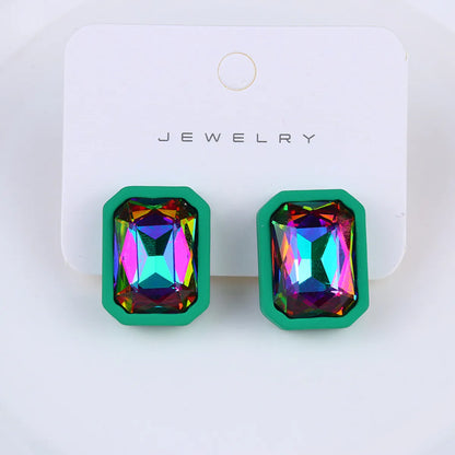 1 Pair Retro Geometric Arylic Inlay Glass Women's Ear Studs