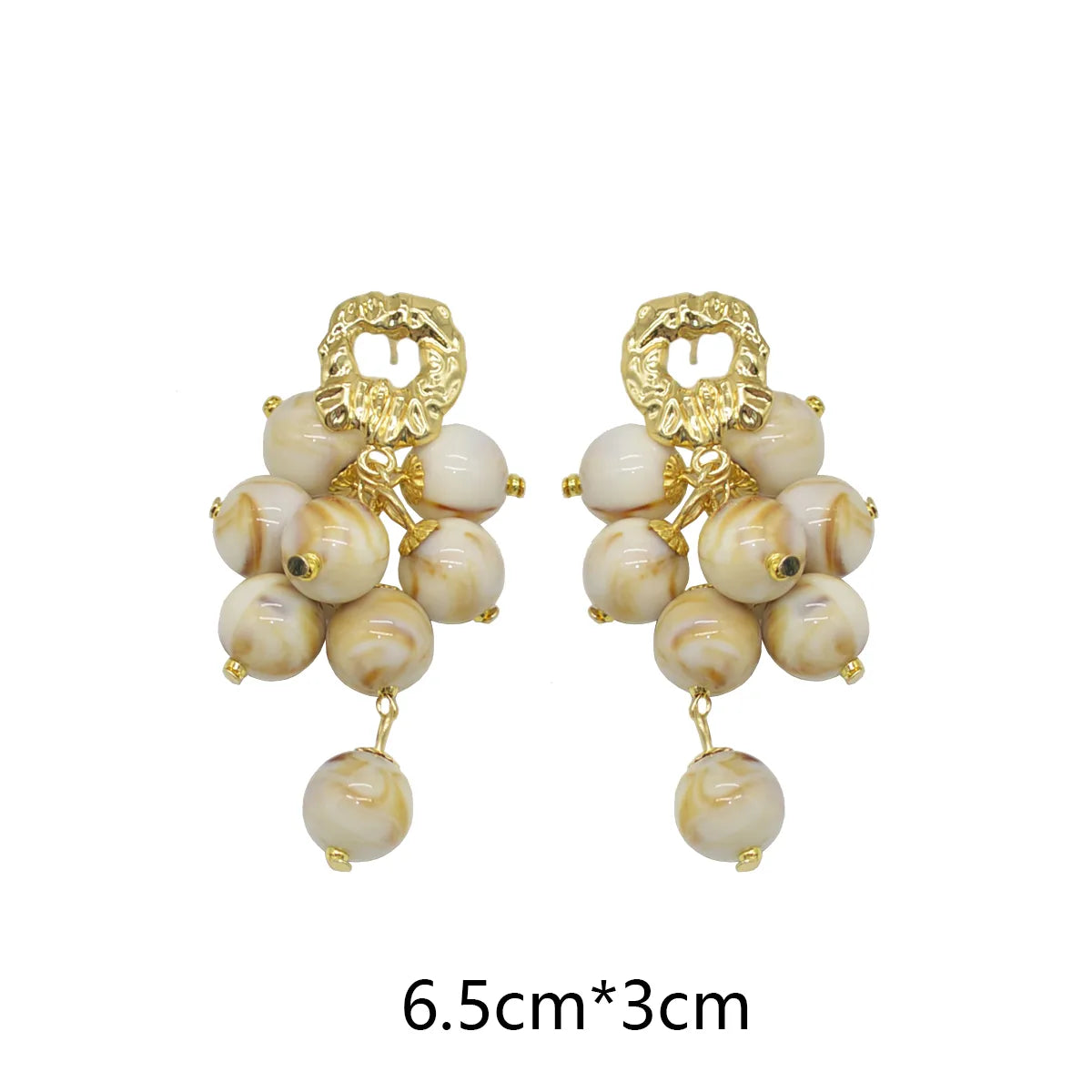 1 Pair Retro Geometric Beaded Alloy Tassel Drop Earrings