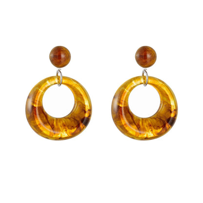 1 Pair Retro Geometric Enamel Resin Drop Earrings