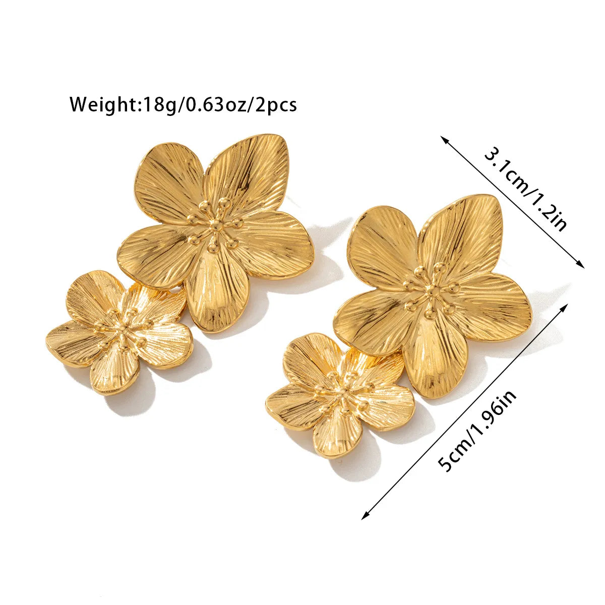 1 Pair Retro Geometric Flower Butterfly Plating Inlay Titanium Steel Tiger Eye 18K Gold Plated Ear Studs