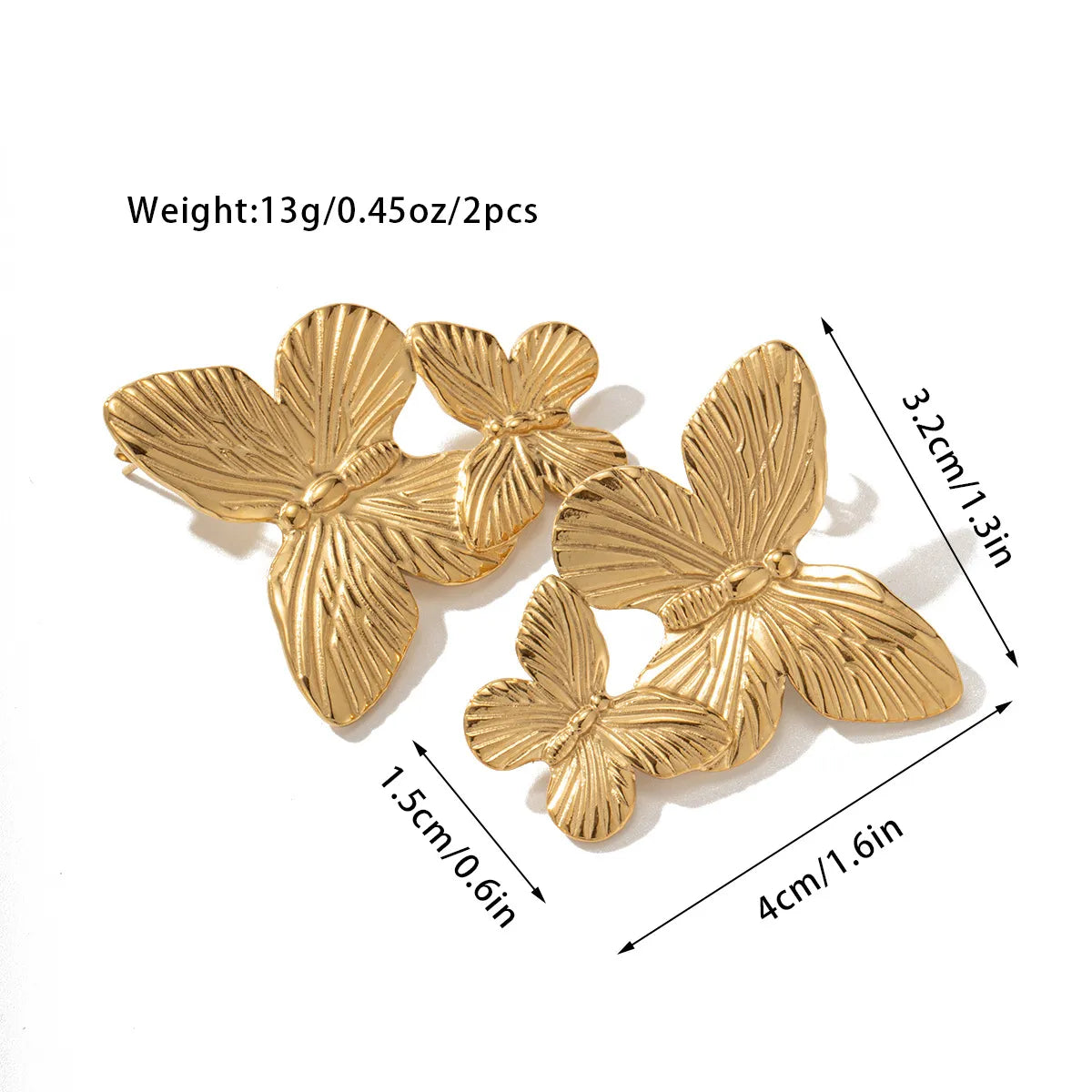 1 Pair Retro Geometric Flower Butterfly Plating Inlay Titanium Steel Tiger Eye 18K Gold Plated Ear Studs