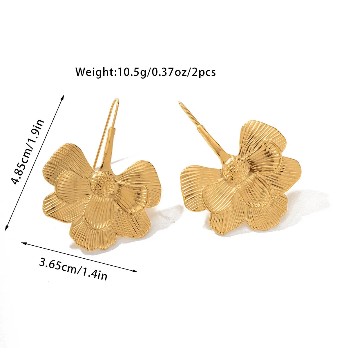 1 Pair Retro Geometric Flower Butterfly Plating Inlay Titanium Steel Tiger Eye 18K Gold Plated Ear Studs