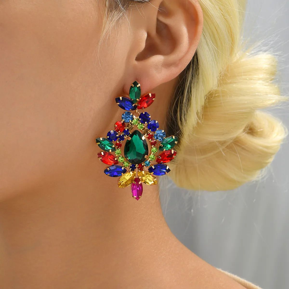 1 Pair Retro Geometric Glass Plating Women's Drop Earrings